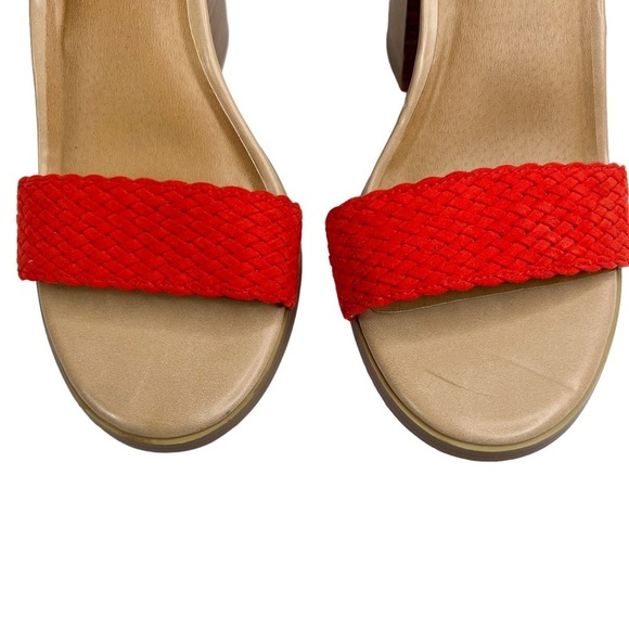 Torrid Red Braided Strap Stacked Block Heel Ankle Strap Sandals - Picture 2 of 16